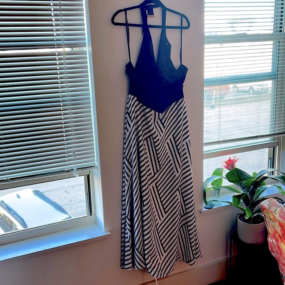 Black and white striped dress